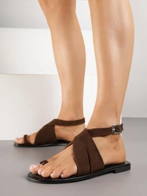 Brązowe Sandały Vices w Stylu Japonek Naliessa