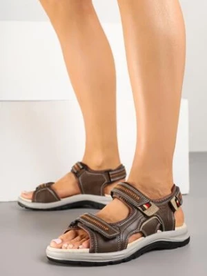 Brązowe Sandały Vices w Sportowym Stylu Zapinane na Rzep Tanindra