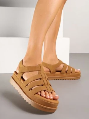 Brązowe Sandały w Stylu Gladiatorek na Rzep Sorenevia givana