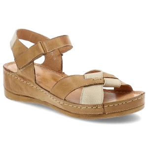 Brązowe Sandały Wasak Wygodne Płaskie Obuwie Damskie