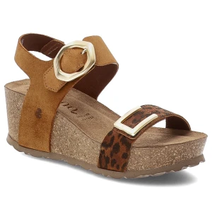 Brązowe Sandały Yokono Eleganckie Obuwie Damskie Panterka