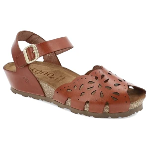 Brązowe Sandały Yokono Stylowe Obuwie Damskie Ze Skóry Naturalnej