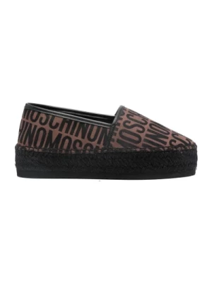 Brązowe Sandały z Motywem Logo Moschino