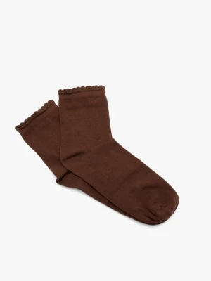Brązowe skarpety bawełniane z falbanką Ryłko