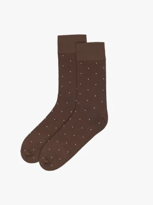 Brązowe skarpety męskie w kropki Ryłko