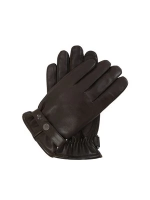 Brązowe skórzane rękawiczki męskie z regulowanym paskiem Kazar