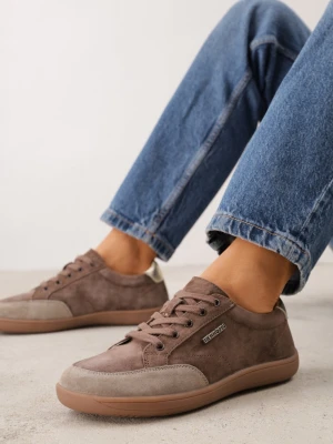 Brązowe Skórzane Sneakersy w Stylu Retro Tenisówek Typu Barefoot Ignatia Berrozio