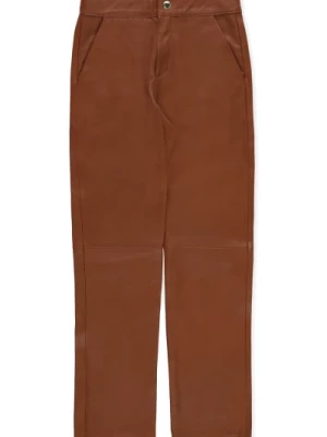 Brązowe Skórzane Spodnie Junior z Perforacjami Chloé