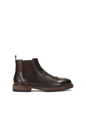 Brązowe skórzane sztyblety ze zdobieniem Kazar