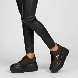 Brązowe Sneakersy Armodo Stylowe Obuwie Damskie Na Platformie