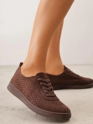 Zdjęcie produktu Brązowe Sneakersy Ażurowe Sznurowane Telalina gogo gogo