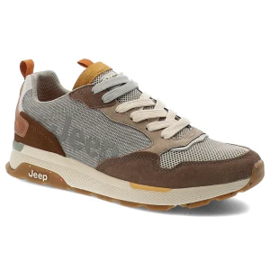 Brązowe Sneakersy Jeep Sportowe Obuwie Męskie