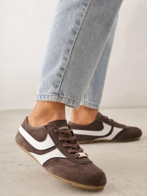 Brązowe Sneakersy Klasyczne Tenisówki z Zamszu Naturalnego Talanashta goodin