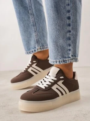 Brązowe Sneakersy Kultowe Tenisówki na Platformie Hlalna seastar