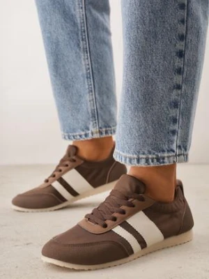 Brązowe Sneakersy Kultowe Tenisówki z Marszczeniem przy Pięcie Rhodophine ideal