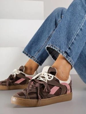 Brązowe Sneakersy Kultowe Tenisówki z Podwójnymi Sznurówkami Luvitta marquiiz