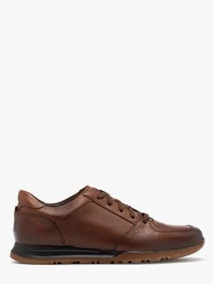 Brązowe sneakersy męskie na dwukolorowym spodzie RYŁKO