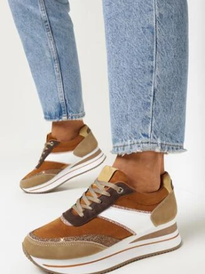 Brązowe Sneakersy na Grubej Podeszwie Bertaida