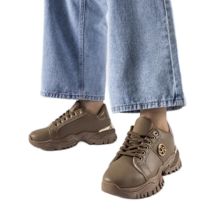 Brązowe sneakersy na masywnej podeszwie Arpaia Inna marka
