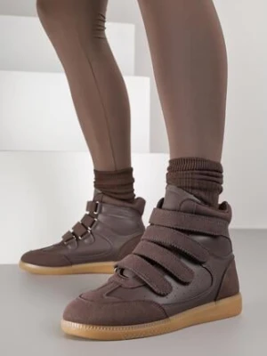 Brązowe Sneakersy na Ukrytym Koturnie Farnella