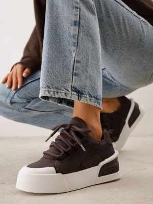 Brązowe Streetwearowe Sneakersy Trampki na Platformie Danenith Vices
