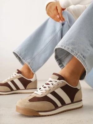 Brązowe Sneakersy Ozdobione z Boku Paskami Ariene gowin