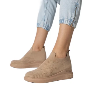 Brązowe sneakersy skarpetkowe wsuwane Inna marka