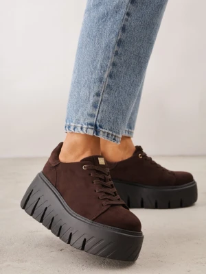 Brązowe Sneakersy VICES na Platformie Typu Chunky Tassi