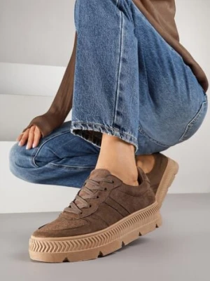 Brązowe Sneakersy Vices na Platformie z Tłoczeniem Alarrive