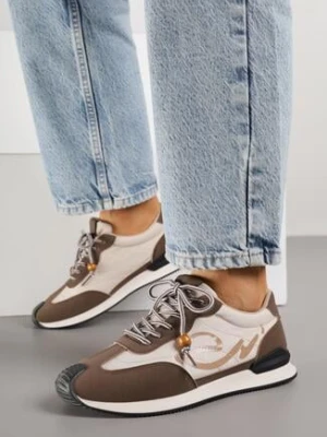 Brązowe Sneakersy z Geometrycznym Wzorem Prisnore marquiiz