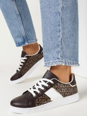 Brązowe Sneakersy z Nadrukiem Mindi