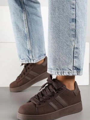 Brązowe Sneakersy z Ozdobnymi Naszywkami z Boku Galdexis mulanka