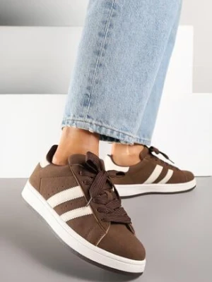 Brązowe Sneakersy z Ozdobnymi Paskami Doloreth