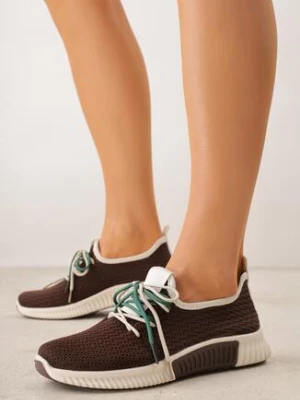Brązowe Sneakersy z Podwójnym Sznurowaniem Dorielle