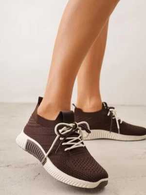 Brązowe Sneakersy z Podwójnym Sznurowaniem Fontarin