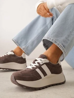 Zdjęcie produktu Brązowe Sneakersy ze Skóry Naturalnej na Platformie Cezella