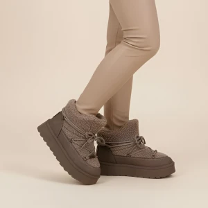 Brązowe Śniegowce Big Star Ocieplane Obuwie Damskie