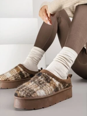 Brązowe Śniegowce na Platformie Ozdobione Kratą Ammea ballada