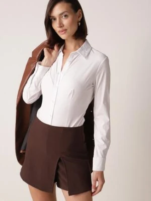 Brązowe Spódnico-Szorty z Wysokim Stanem Zdobione Rozcięciem Crethoesa lovery