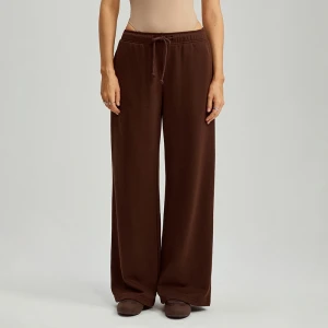 Brązowe spodnie dresowe mid waist wide leg House