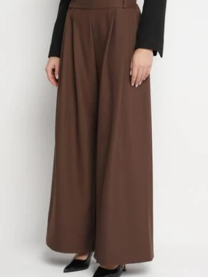 Brązowe Spodnie o Fasonie Palazzo z Wsuwanymi Kieszeniami Adivena jumelle