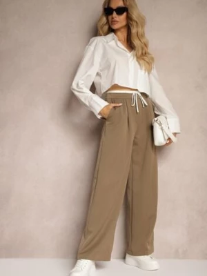 Brązowe Spodnie o Luźnym Fasonie z Suwakiem na Boku i Troczkiem w Pasie Irialea bisou's project