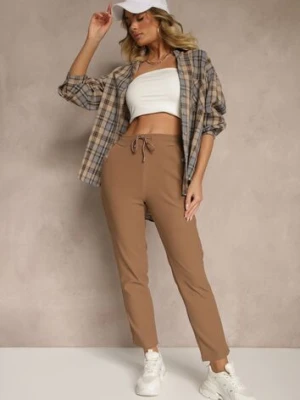 Brązowe Spodnie o Szerokim Kroju z Metalicznymi Ozdobami i Wiązaniem Voressa ideal