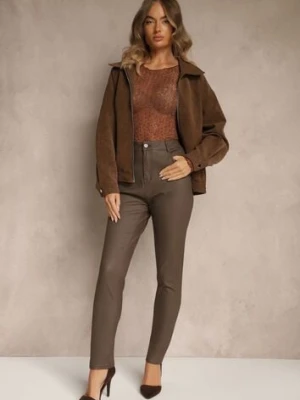 Brązowe Spodnie Skinny Zangi daysie