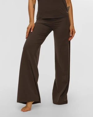 Brązowe spodnie wide leg damskie Deha