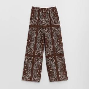 Brązowe spodnie wide leg high waist we wzory paisley House