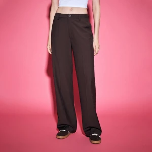 Brązowe spodnie wide leg z wysokim stanem House