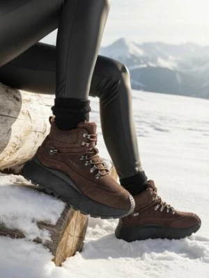 Brązowe Sportowe Sneakersy Śniegowce Vices na Grubej Podeszwie Nellsana