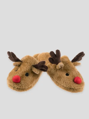 Brązowe świąteczne kapcie Reporter