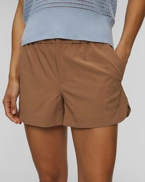 Brązowe Szorty Damskie Varley Nila Mid Rise Short